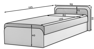 Eltap stock - Dječji krevet Parys 80x190 cm - r- crna - Sawana 14