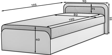 Eltap stock - Dječji krevet Parys 80x190 cm - r - bijela - Sawana 21