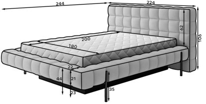 Eltap stock - Krevet sa spremnikom Magentta - 180x200 cm - Royal 18
