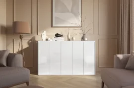 Komoda Easy EA-01 - bijeli sjaj/skandi hrast