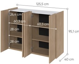 Lenart - Komoda Easy EA-02 - skandi hrast/visoki bijeli sjaj