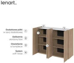 Lenart - Komoda Easy EA-02 - skandi hrast/visoki bijeli sjaj