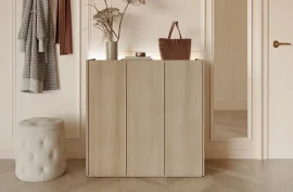 Komoda Easy EA-03 - skandi hrast/visoki bijeli sjaj