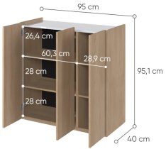Lenart - Komoda Easy EA-03 - skandi hrast/visoki bijeli sjaj