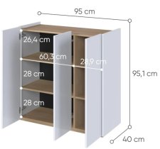 Lenart - Komoda Easy EA-03 - bijeli sjaj/skandi hrast