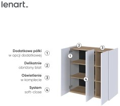 Lenart - Komoda Easy EA-03 - bijeli sjaj/skandi hrast
