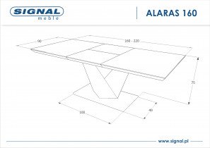 Signal - Blagovaonski stol na razvlačenje Alaras 160 cm - bijeli