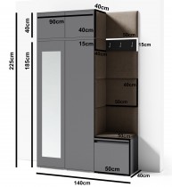PKMebel - Set za predsoblje Emi 20 - sivi (graphite)