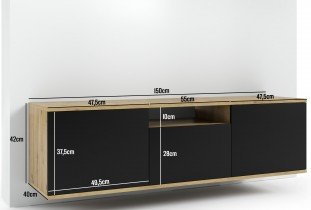 PKMebel - TV element Logan 150 cm - crna