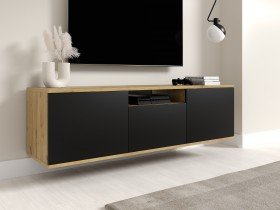 PKMebel - TV element Logan 150 cm - artisan hrast/crna