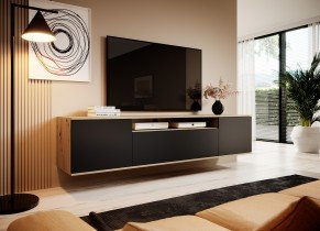 PKMebel - TV element Logan 180 cm - artisan hrast/crna