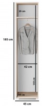 PKMebel - Kutni ormar Emi 40 s ogledalom - Artisan hrast/crna
