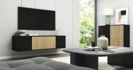 Zidna TV element Ross 140 cm - fronta artisan hrast/crna