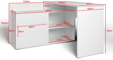 PKMebel - Kutni uredski stol Tivo - 120 cm