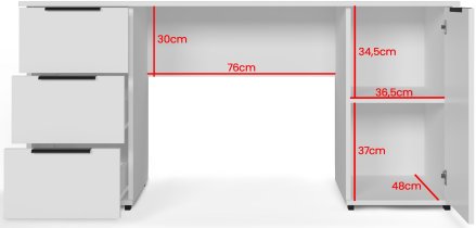 PKMebel - Radni stol Tivo - 160 cm - bijela