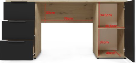 PKMebel - Radni stol Tivo - 160 cm - artisan hrast/crna
