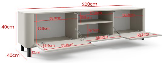 PKMebel - TV komoda Norvik - metalne nogice - kašmir