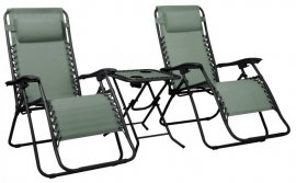 Komplet dvije vrtne ležaljke Delux + stolić - zelena/crna