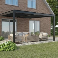 Pergola Luxe uz zid 4x3x2,5 antracit s LED