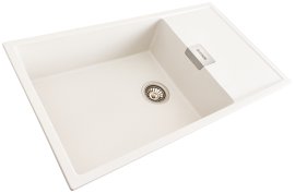 Sudoper Diamond 86 bijeli sa sifonom