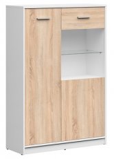 Komoda sa staklom Nepo Plus - bijela/sonoma hrast