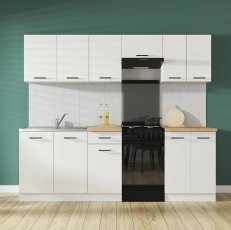 Kuhinja Junona Line 230 cm - bijela/kreda sjaj