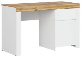 Radni stol Holten - Bijela/wotan hrast/bijeli sjaj