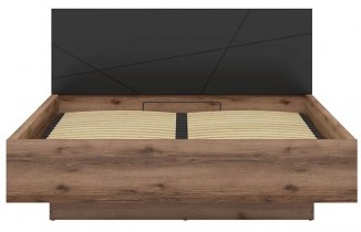 Krevet Forn - 160x200 cm - Tamni delano hrast/mat crna