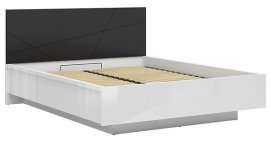 Krevet Forn - 160x200 cm - Visoki bijeli sjaj/mat crna