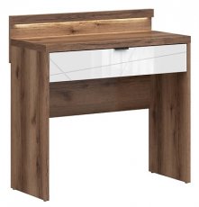 Toaletni stolić za šminkanje Forn - Tamni delano hrast/visoki bijeli sjaj