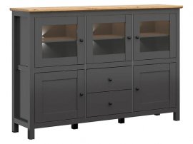 Komoda sa staklom Hesen - Graphite/artisan hrast