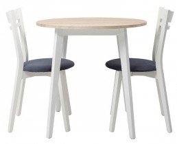 Black Red White - Blagovaonski set - stol i stolice Keita - Sonoma hrast/bijela/tamnosiva