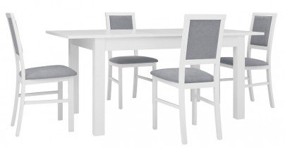Black Red White - Blagovaonski set - stol i stolice Bryk - Bijela/siva