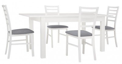Black Red White - Blagovaonski set - stol i stolice Bryk 2 - Bijela/siva