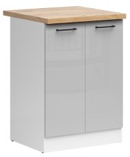 Donji ormarić Junona Line 60 cm (radna ploča) - bijela/svjetlosiva sjaj