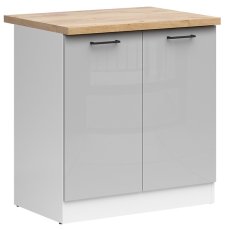 Donji ormarić Junona Line 80 cm (radna ploča) - bijela/svjetlosiva sjaj 