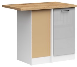 Donji kutni ormarić Junona Line lijevi 100 cm (radna ploča) - bijela/svjetlosiva sjaj - 100 cm