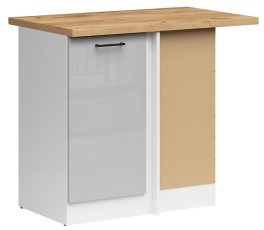 Donji kutni ormarić Junona Line desni 100 cm (radna ploča) - bijela/svjetlosiva sjaj