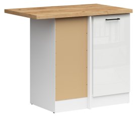 Donji kutni ormarić Junona Line lijevi 100 cm (radna ploča) - bijela/kreda sjaj 
