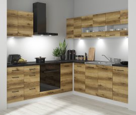 Kuhinjski kutni set Junona Line 220x240 cm (radna ploča) - hrast delano svijetli
