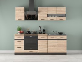 Kutni kuhinjski sastav Junona Line 220 cm (bez radne ploče) - hrast sonoma