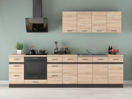 Kuhinjski sastav Junona Line 300 cm (bez radne ploče) - wenge/hrast sonoma