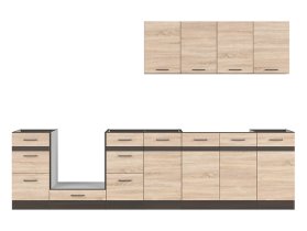 Kuhinjski sastav Junona Line 300 cm (bez radne ploče) - wenge/hrast sonoma