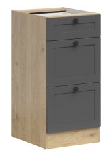 Donji ormarić s ladicama Junona Line 40 cm (bez radne ploče) - hrast bernstein/grafit