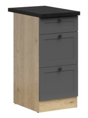 Donji ormarić s ladicama Junona Line 40 cm (radna ploča) - hrast bernstein/grafit