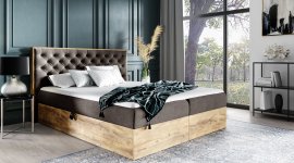 Boxspring krevet Wood 3 - 180x200 cm - hrast lancelot