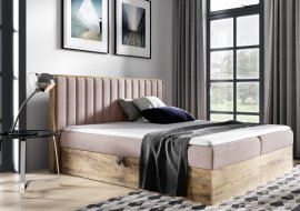 Boxspring krevet Wood 4 - 180x200 cm - hrast lancelot