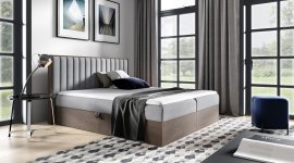 Boxspring krevet Wood 4 - 200x200 cm - tamni hrast