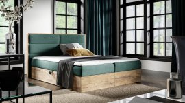 Boxspring krevet Wood 5 - 140x200 cm - hrast lancelot
