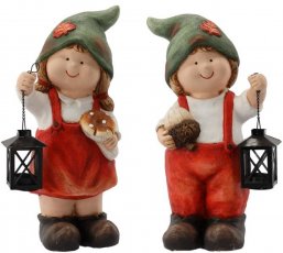 Vrtna figura Dječak/djevojčica sa svjetiljkom - GOT6921